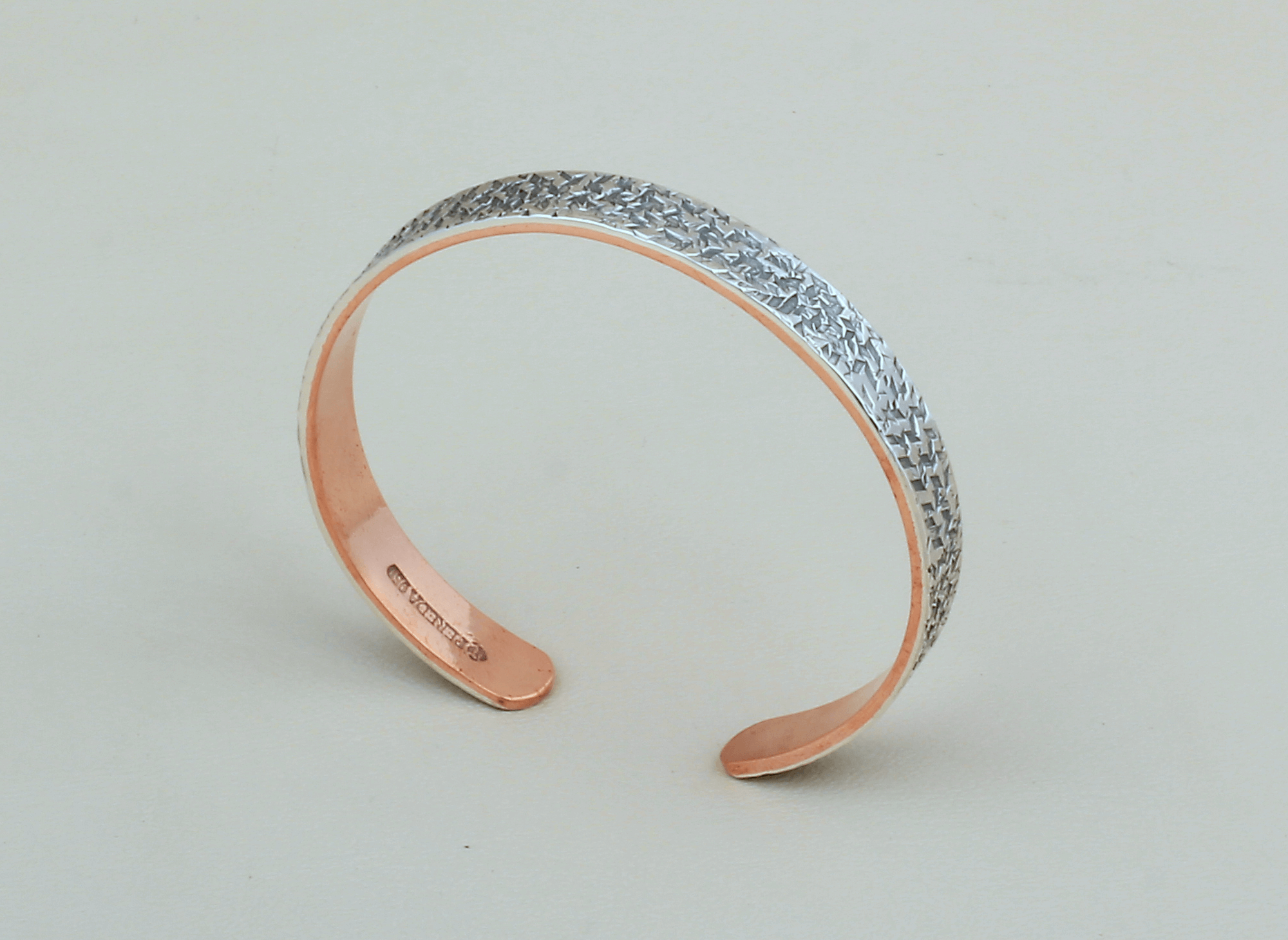 Pulsera Brazalete Plata / Cobre Patinado
