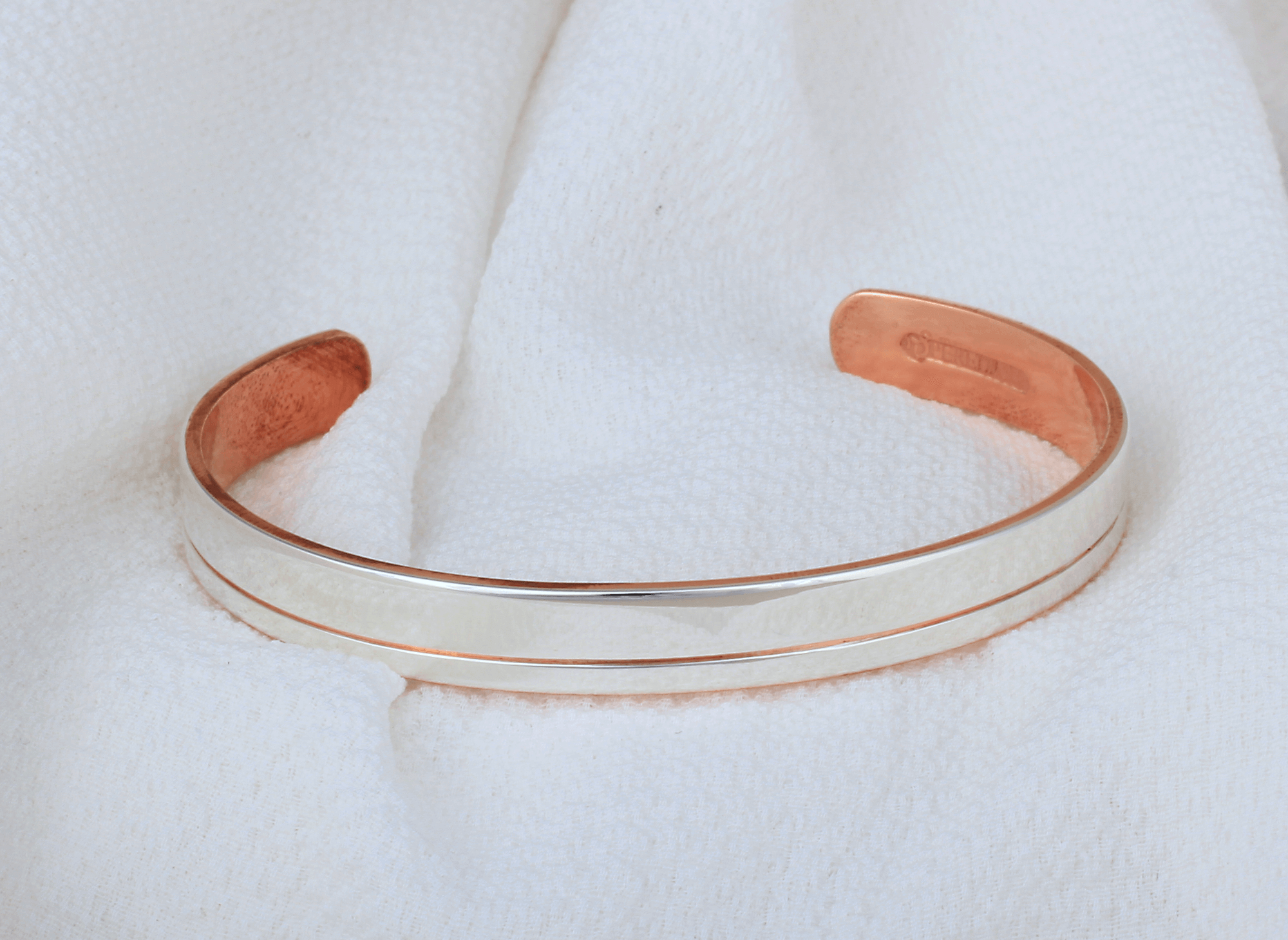 Pulsera Brazalete Plata / Cobre Lineal