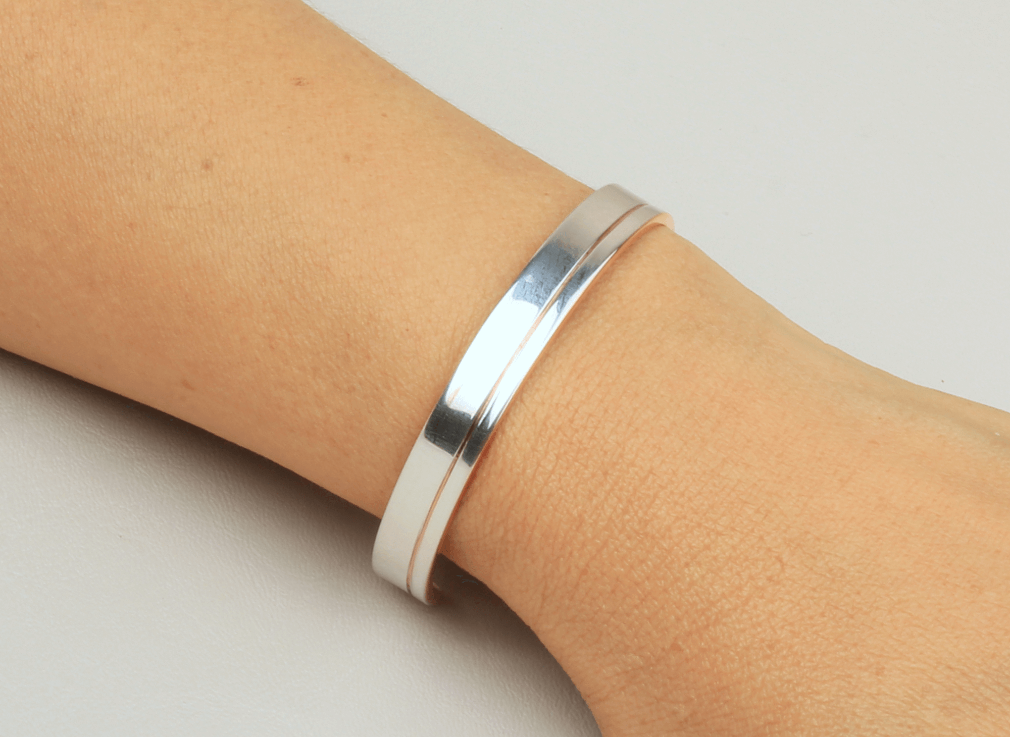 Pulsera Brazalete Plata / Cobre Lineal