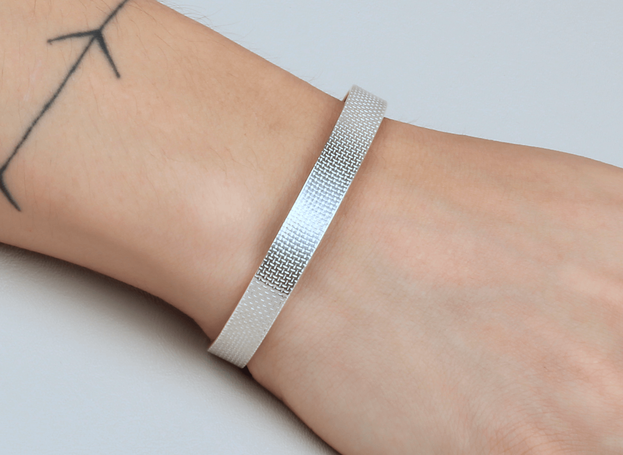 Pulsera Brazalete Plata / Cobre Malla