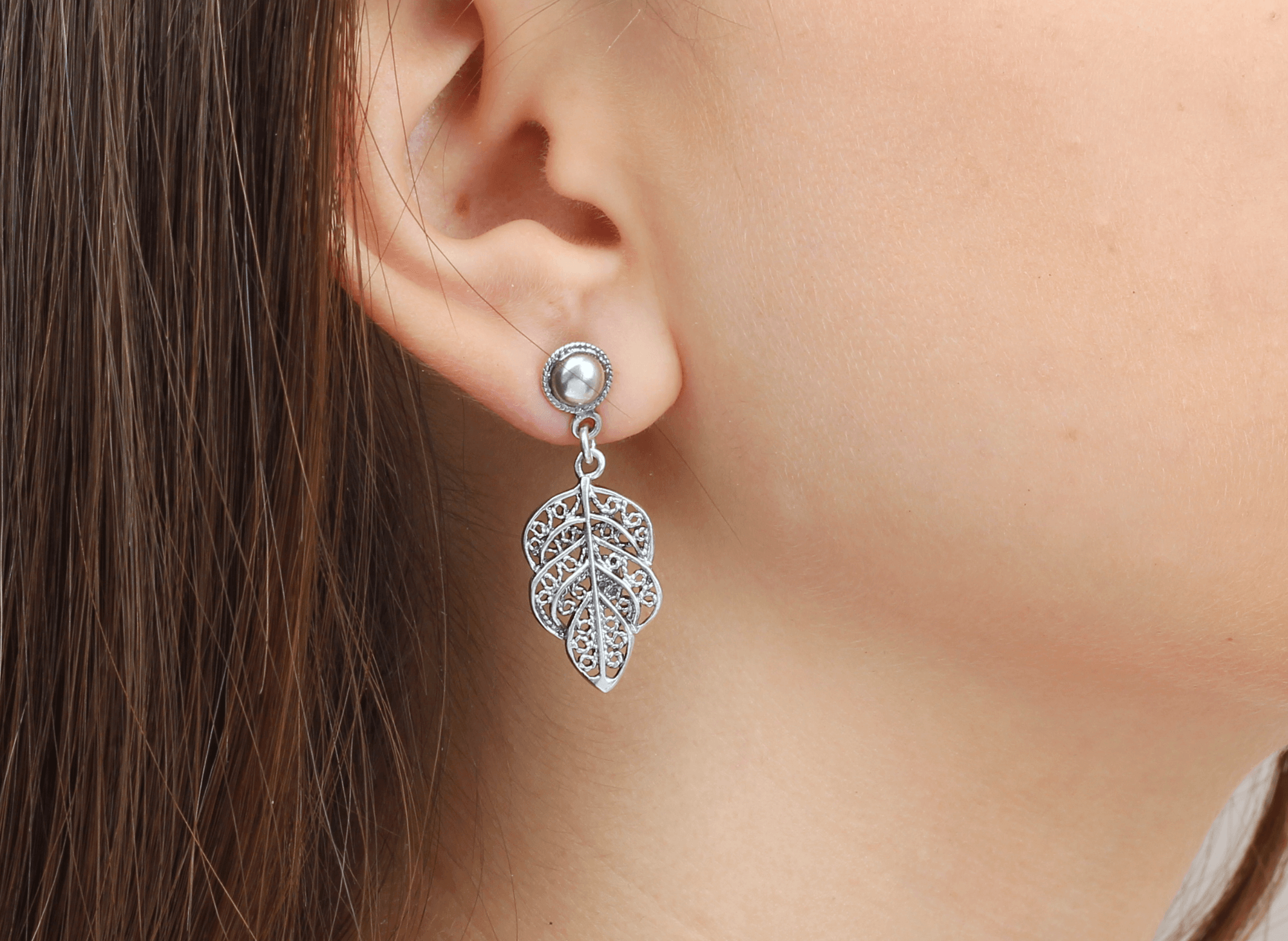 Arete Hoja Primaveral Patinado