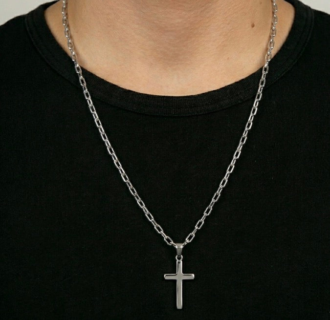 Collar Cruz Stilo Llana Arg Redonda