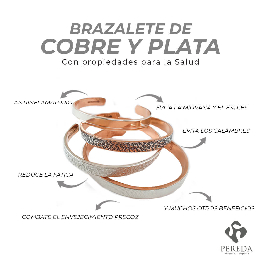Pulsera Brazalete Plata / Cobre Patinado