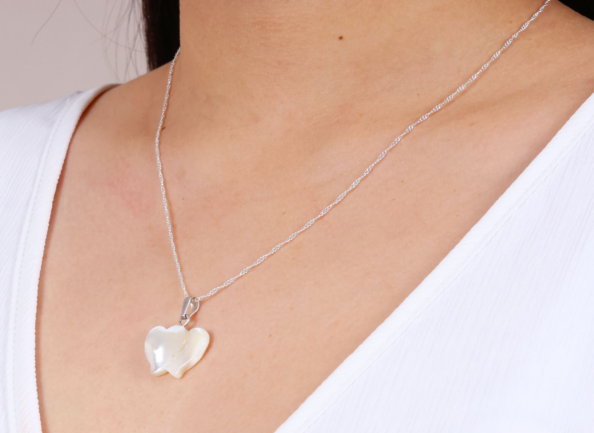 Collar Corazón X2 Nacar