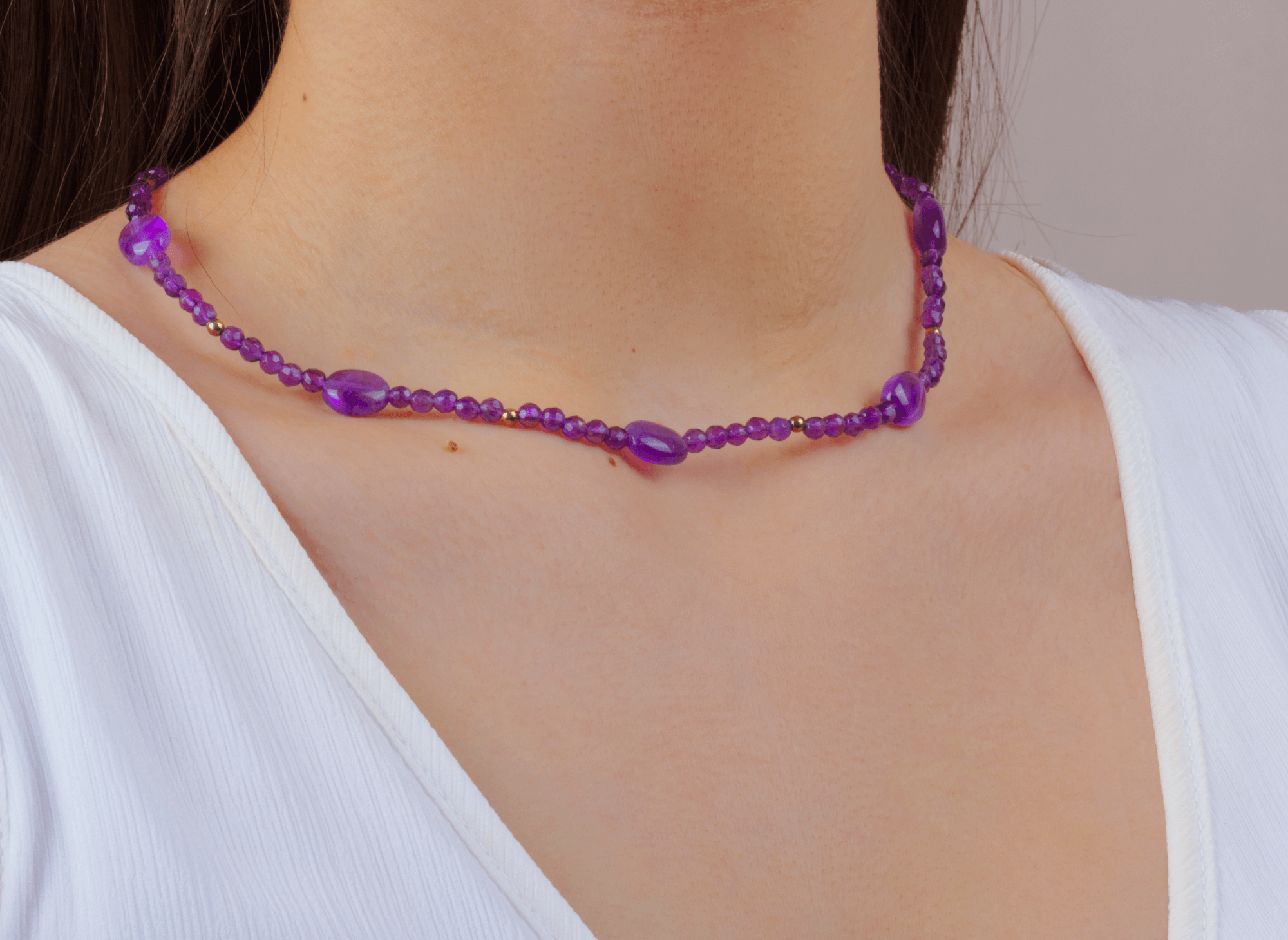 Collar Amatista c/bol b. dorado