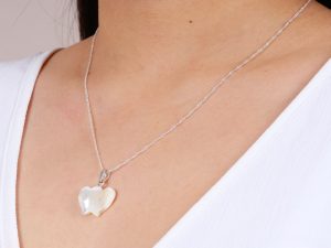 Collar Corazón X2 Nacar